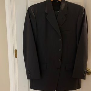 Riserva 2 piece suit, black with fine white stripes